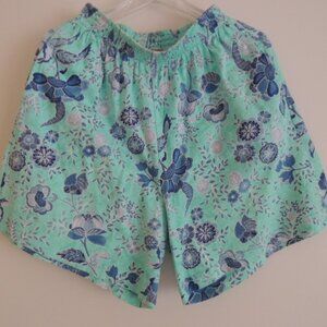 Ladies Shorts Size M Liz & Co White Hot Blues Cotton Floral Print Pull On Skort